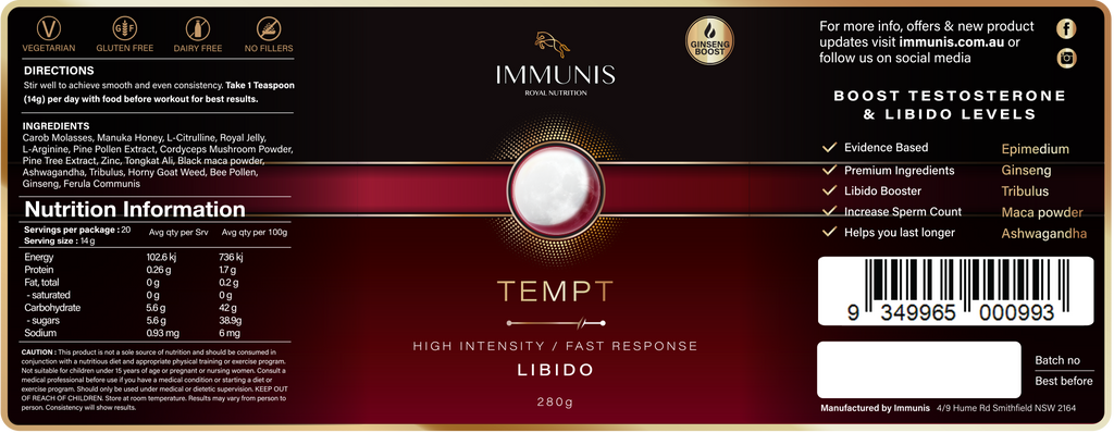 Immunis Tempt Libido Boosting Honey 300g